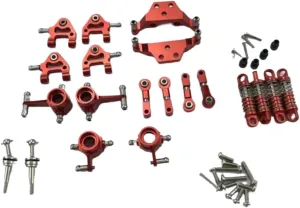 RC Car DIY Parts for Wltoys K969 P929 P939 K979 K989 K999 1/28 Metal Full Set Upgrade Parts Shock Absorber Remote Control Car Upgrade Parts Accessories(Red)