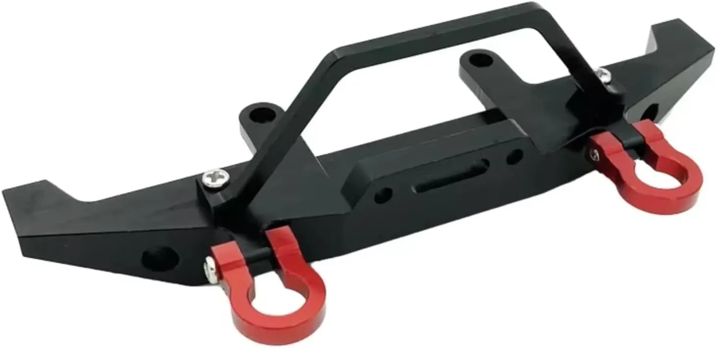 RC Car DIY Parts for WPL C14 C24 C24-1 1/16 Metal Front Bumper with Tow Hook Remote Control Crawler Car Upgrade Parts Accessories(Black)