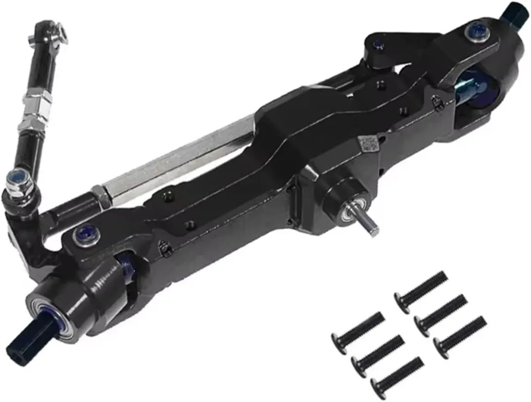 RC Car DIY Parts for WPL for Feiyu for JJRC C14 C24 1/16 Metal Front Axle Assembly Remote Control Car Upgrade Modified Parts Accessories(Black)