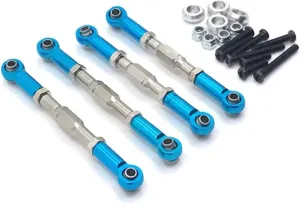 RC Car DIY Parts for WPL for MN for HengLong for FeiYu for JJRC C14 C24 B14 B24 D90 D91 D96 99S 4PCS Metal Adjustable Tie Rod RC Car Upgrade Parts(Blue)