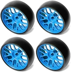 RC Car Parts Compatible with Wltoys 284131 K969 K979 K989 for Kyosho for Mini-Z 1/28 RC Car Parts 26.5Mm Hard Drift Metal Wheel Rim Tyres(Blue)