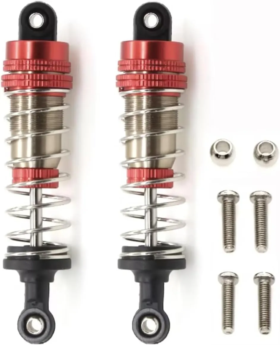 Rc Car Shock Absorber For WLtoys 144001 1/14 2pcs Metal Shock Absorber Damper Oil Filled Shocks Four-Wheel Drive RC Drift For Racing Car Parts Upgrade Replacement(Red)