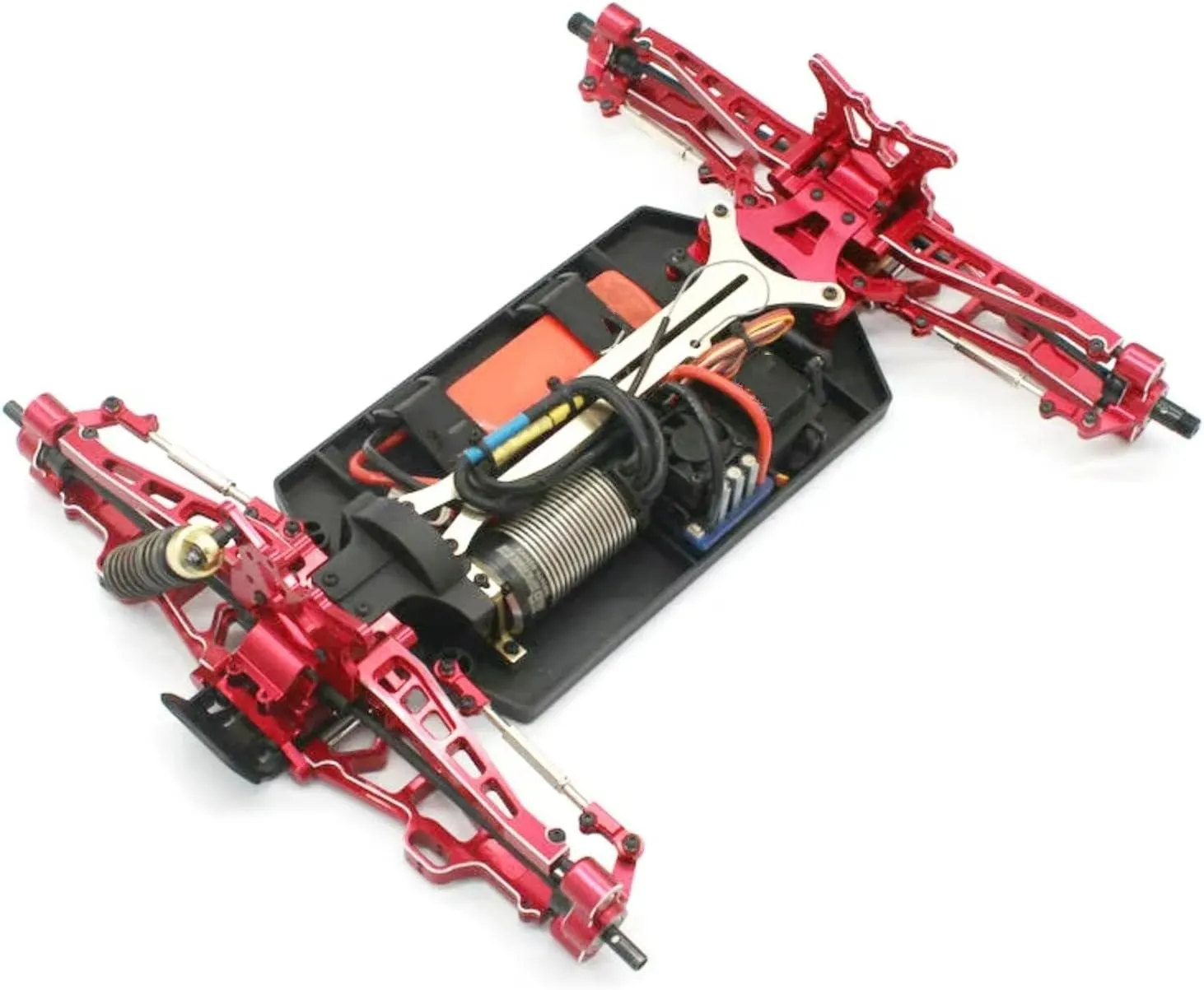 RC Car Upgrade Part for JLB 11101 21101 J3 1/10 Hydraulic Plate Shock Mount EA1004 RC Remote Control Car for Racing Metal Upgrade Parts(Red)