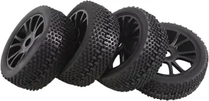 Rc Car Wheel Rim Tire Compatible with 1:8 RC Cars Upgrade Part Accessories Off Road Car for Buggy Rubber Tires & Plastic Wheel Rims HUB HEX 17 Mm(Black)