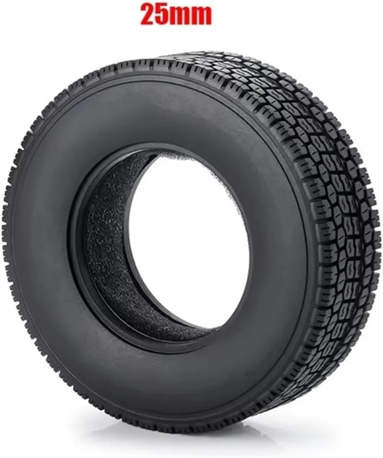 Rc Car Wheel Rim Tire Compatible with Tamiya for LMT 4WD 1:14 RC Trailer Tractor Truck RC Upgrade Parts Front&Rear Rubber Tyres Wheel Rims Tires 25/22.5MM(1PCS 25)