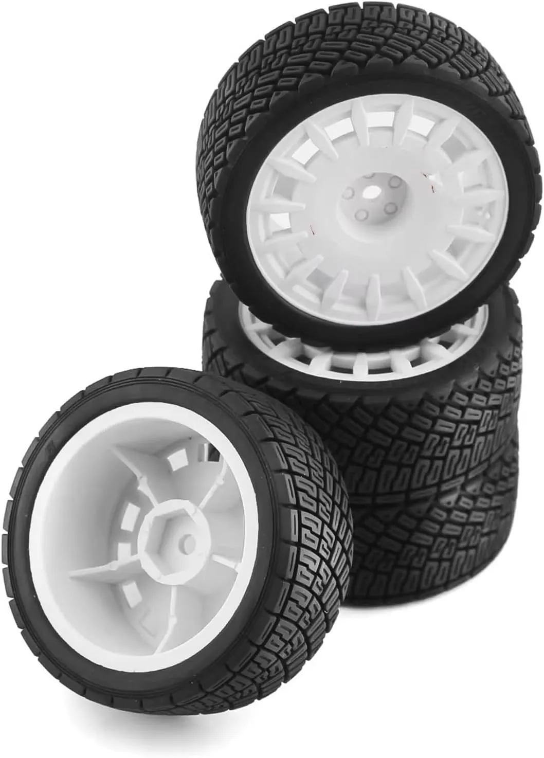 Rc Car Wheel Rim Tire Compatible with Tamiya for TT01 for TT02 XV01 TA06 PTG-2 for HPI WR8 1/10 RC Car Parts RC for Racing Car Tires On Road Tyre Wheel(White)