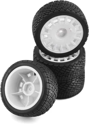 Rc Car Wheel Rim Tire Compatible with Tamiya for TT01 for TT02 XV01 TA06 PTG-2 for HPI WR8 1/10 RC Car Parts RC for Racing Car Tires On Road Tyre Wheel(White)