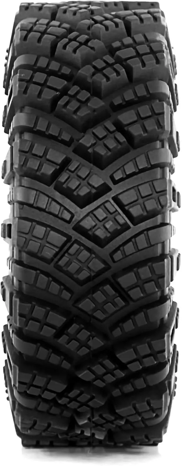 Rc Car Wheel Rim Tire Compatible with TRX4 D90 D110 for Axial for SCX10 for MST 1/10 RC Crawler Car 98mm 1.9" Metal Beadlock Wheel Rim Rubber Tire Set(Silver)