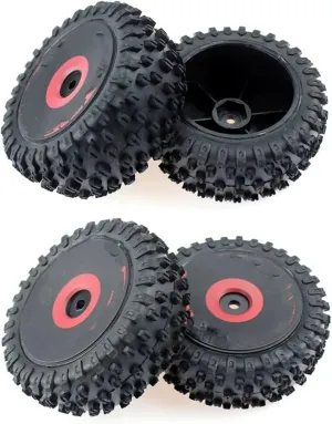 Rc Car Wheel Rim Tire Compatible with Wltoys 124016 1/12 RC Car Upgrade Parts Spare Accessories Replacement 4Pcs Front and Rear Tires Wheel Tyre