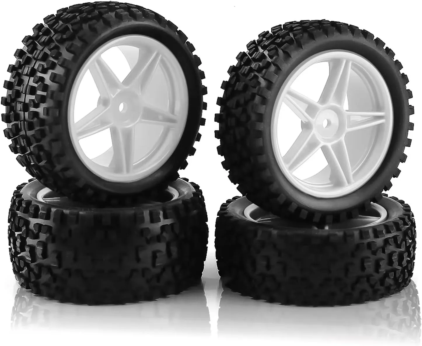 Rc Car Wheel Rim Tire Compatible with Wltoys 144001 144010 124007 124017 for Tamiya for TT02B 1/10 1/12 1/14 RC Car Off Road for Buggy 87mm Tire Wheel Tyre(White)