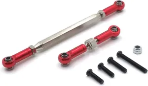 Rc Connecting Rod Tie Rod for MN98 99S V1 for MangNiu D90 D91 D96 2pcs Metal Steering Gear Pull Rod Rc Car Tracked Vehicles Parts and Accessories Upgrades Replacement Use(Red)