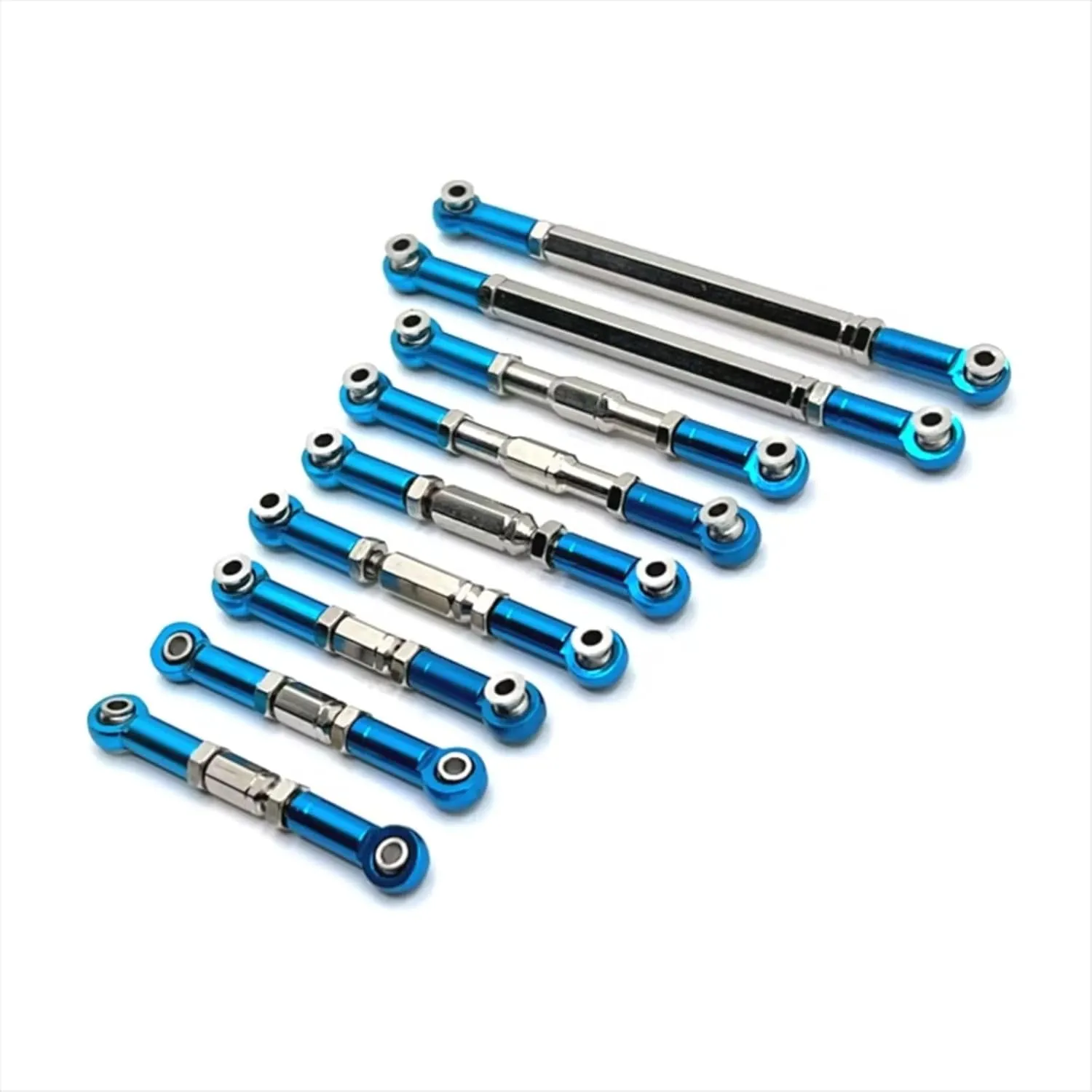 Rc Connecting Rod Tie Rod for WLtoys 12429 1/12 9pcs Metal Steering Pull Rod RC Car Trucks Off-Road Tracked Vehicles Parts and Accessories Upgrades Replacement Use(Blue)