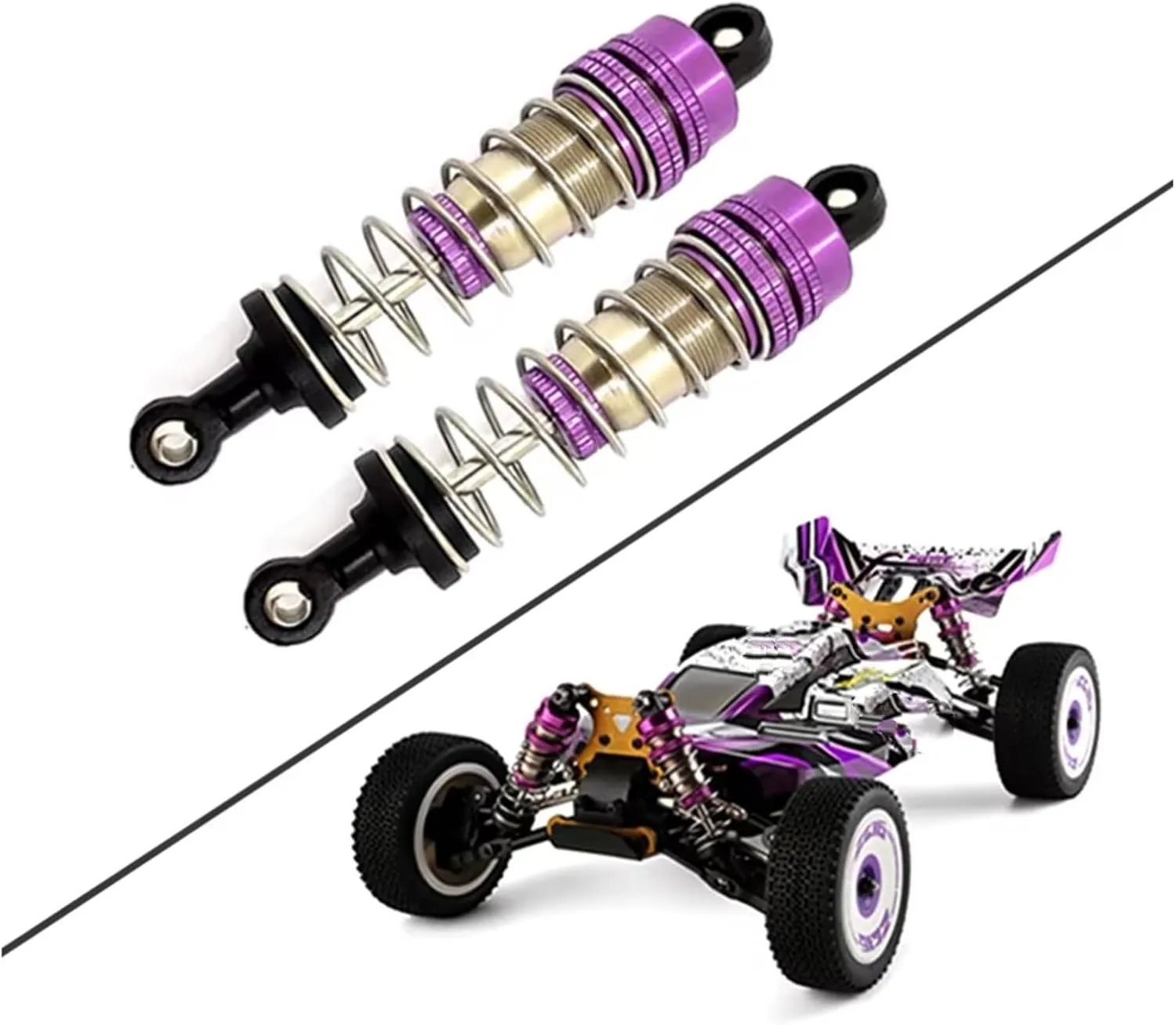 Rc Damper Shock Absorber For WLtoys 144001 1/14 2pcs Metal Shock Absorber Damper Oil Filled Shocks Four-Wheel Drive RC Drift For Racing Car Parts Upgrade Replacement(Purple)