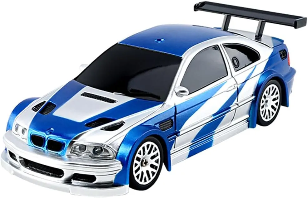 RC Electric Racing Car Model, 1/43 Scale 2.4G Full Proportional Remote Control Racing Drift Car Model with Lights Kit, RC Car Gifts for Adults (RTR Version/Blue&White)