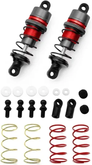Rc Shock Absorber 63Mm 1/10 1Pair Of Metal Hydraulic Shock Absorbers RC Remote Control Car Flat For Racing Drift Car Parts And Accessories Upgrade Replacement(Red)