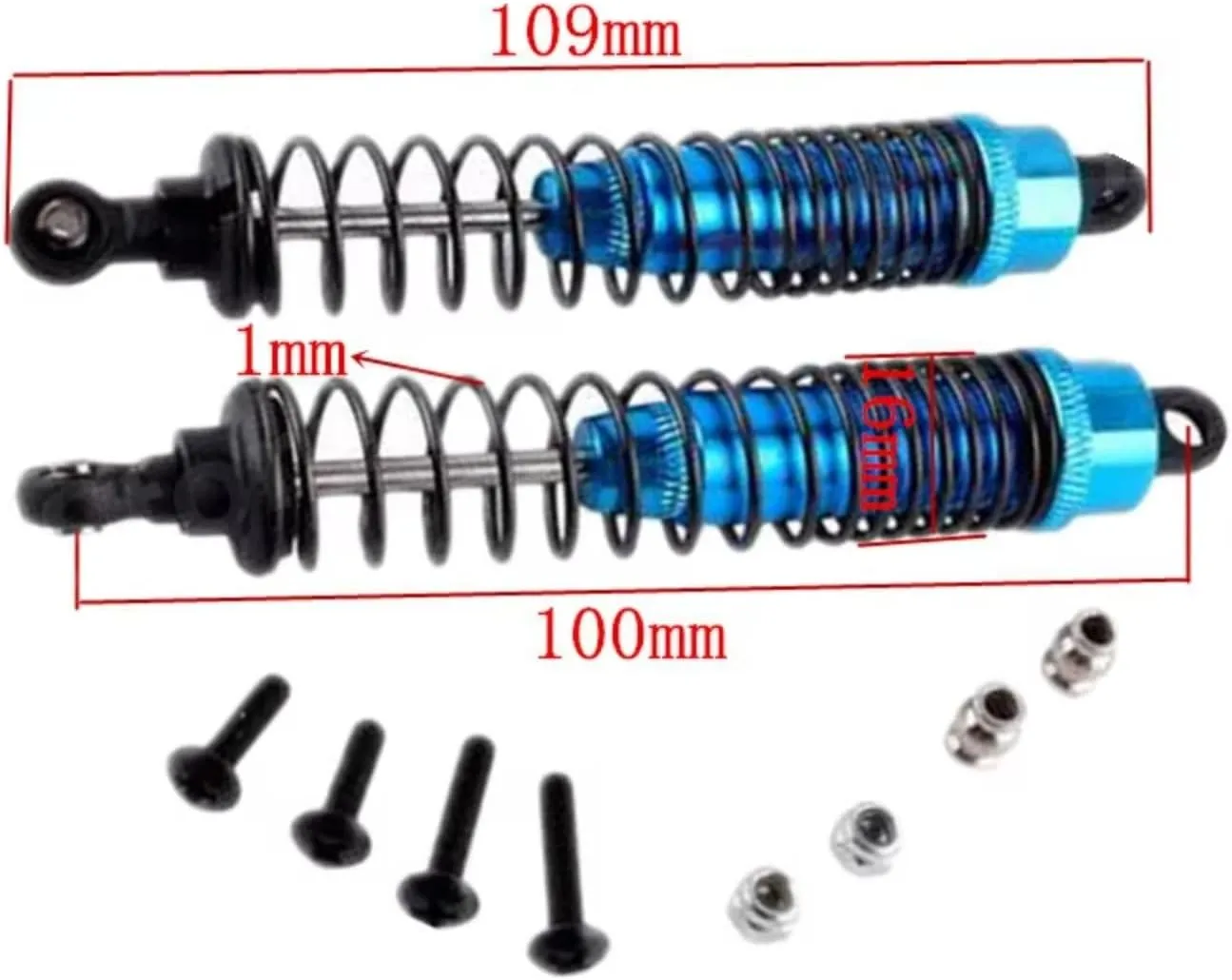 Rc Shock Absorber For Kyosho For Optima 4wd Cnc 1/10 2 Pieces Aluminum Alloy Oil Filled Rear Shock Absorber RC Car Parts Accessories Upgrade Replacement Use(Blue)
