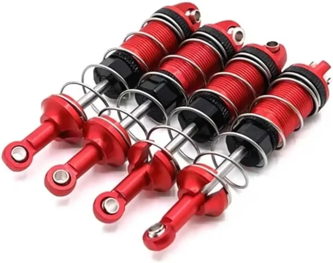 Rc Shock Absorber For Mjx 16207 16208 16209 16210 1/16 Metal Front And Rear Shock Absorbers Rc Car Tracked Vehicle Upgrade Parts Parts Upgrade Replacement(Red)