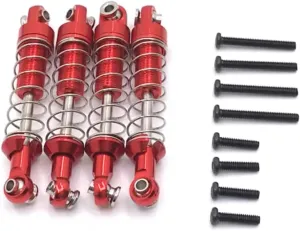 Rc Shock Absorber For MN D90 D91 D96 For MN98 99S For WPL C14 C24 B14 B24 1/12 4PCS Metal Upgrade Outer For Spring Shock RC Car Parts Upgrade Replacement Use(Red)
