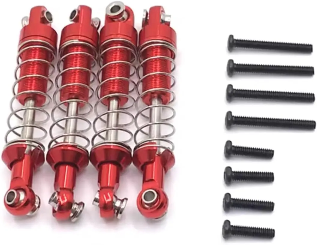 Rc Shock Absorber For MN D90 D91 D96 For MN98 99S For WPL C14 C24 B14 B24 1/12 4PCS Metal Upgrade Outer For Spring Shock RC Car Parts Upgrade Replacement Use(Red)