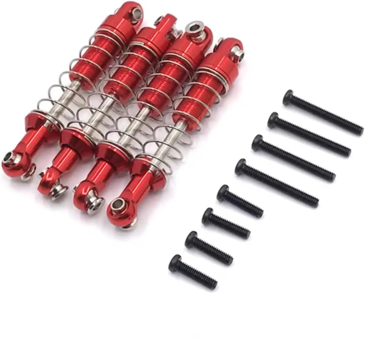 Rc Shock Absorber For MN D90 D91 D96 For MN98 99S For WPL C14 C24 B14 B24 1/12 4PCS Metal Upgrade Outer For Spring Shock RC Car Parts Upgrade Replacement Use(Red)