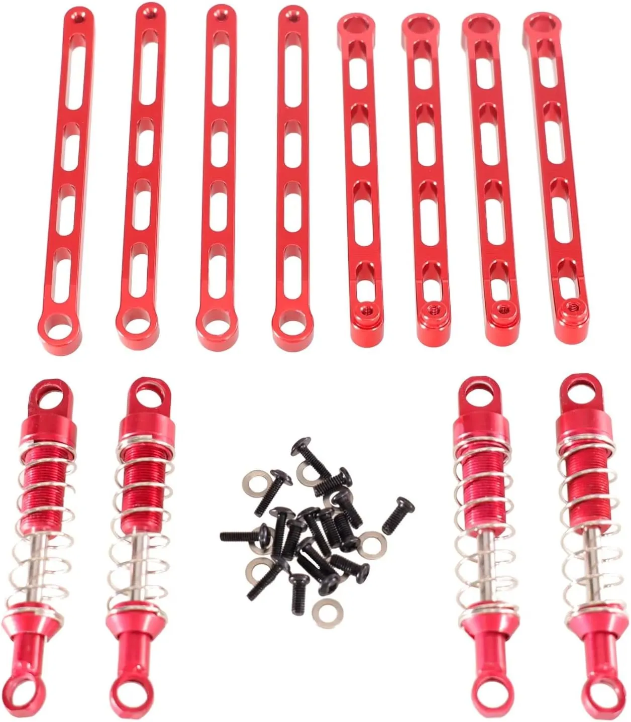 Rc Shock Absorber For MN For MN168 For MN78 1/12 External For Spring Shock Absorber Fixed Rod Parts Accessories RC Car Metal Upgrade Parts Replacement Use(Red)
