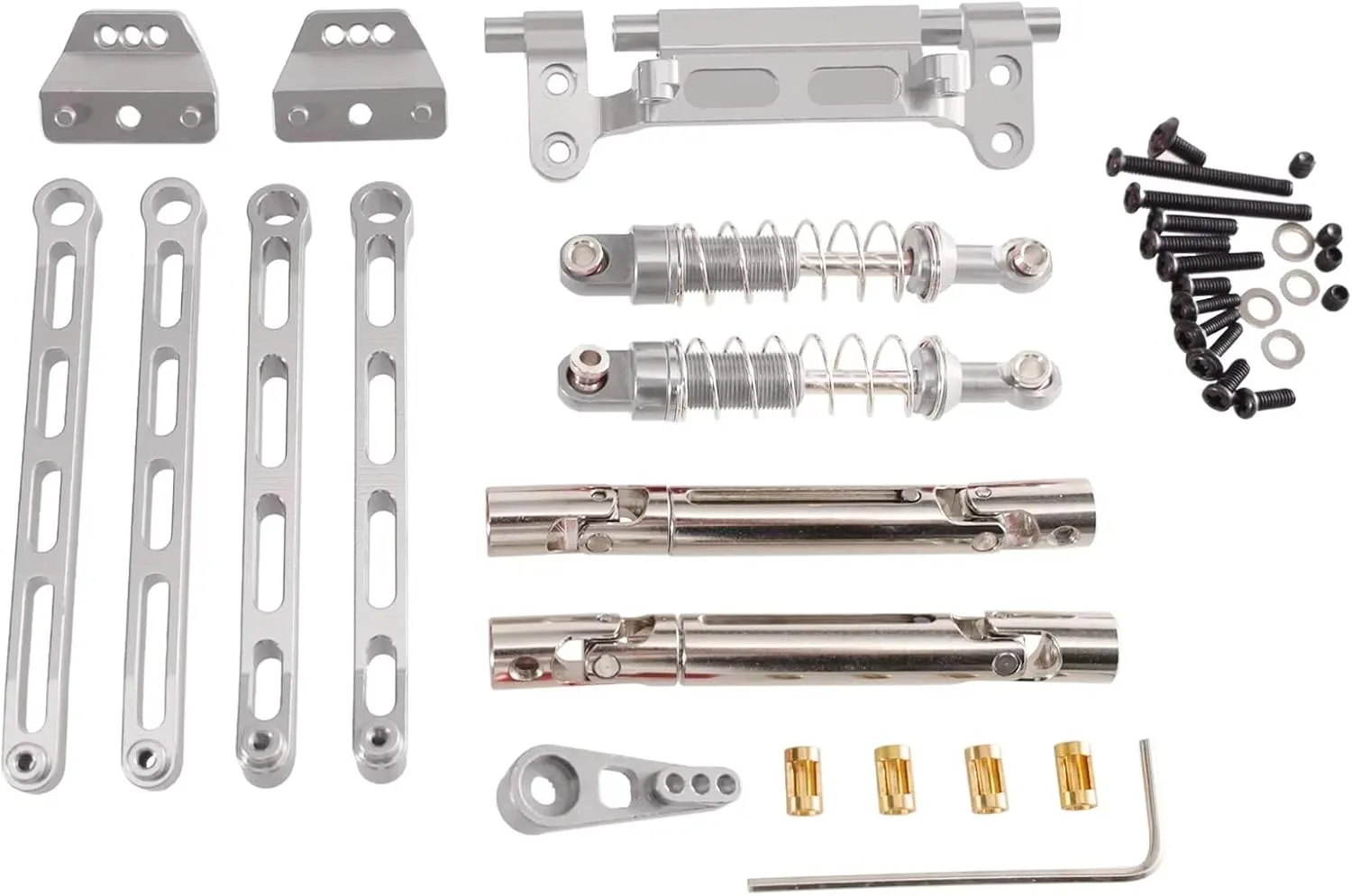 Rc Shock Absorber for MN for MN78 for MN82 for MN168 1/12 Metal Rod Shock Absorber Transmission Shaft Set RC Car Tracked Vehicle Parts Accessories Replacement(Silver)