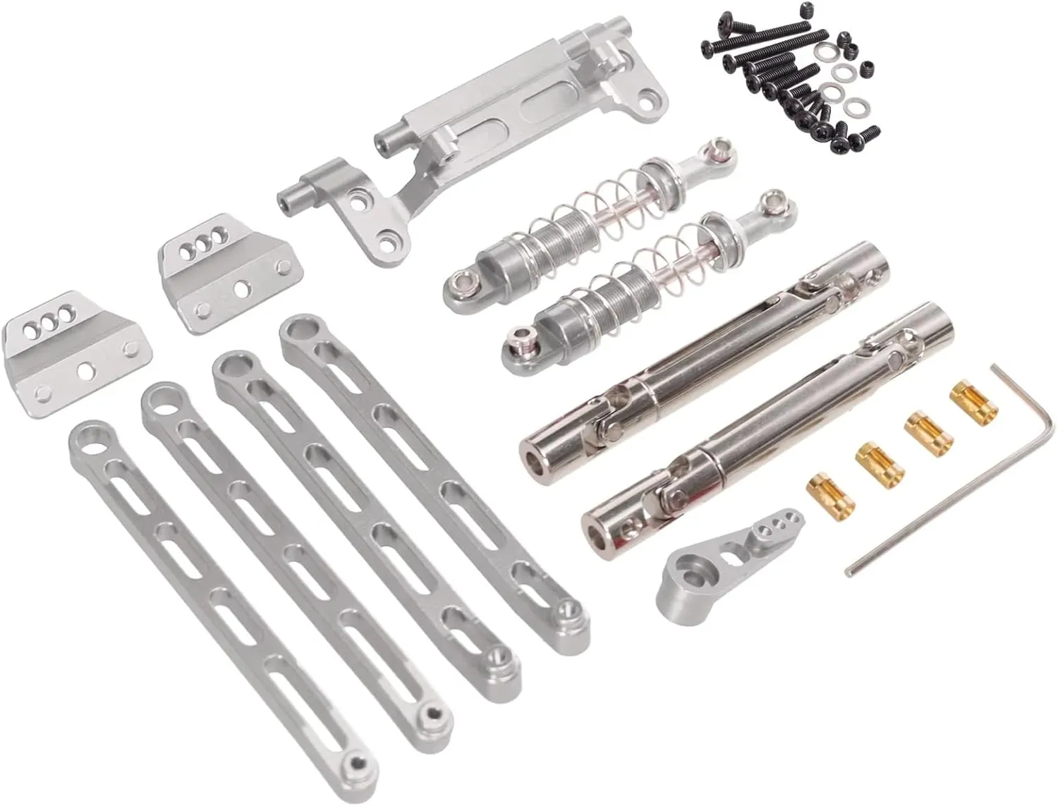 Rc Shock Absorber for MN for MN78 for MN82 for MN168 1/12 Metal Rod Shock Absorber Transmission Shaft Set RC Car Tracked Vehicle Parts Accessories Replacement(Silver)
