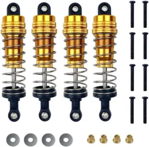 Rc Shock Absorber For MN128 MN86 MN86S MN86K MN86KS For MN G500 1/12 Metal Shock Absorber Damper 4pcs RC Crawler Car Upgrade Parts Accessories Replacement Use(Yellow)
