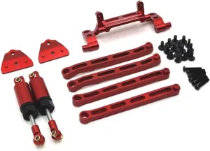 Rc Shock Absorber for MN82 LC79 for MN78 1/12 Metal Pull Rod Hydraulic Shock Kit RC Car Off-Road Vehicle Tracked Vehicle Parts and Accessories Upgrade Replacement Use(Red)