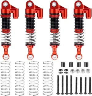 Rc Shock Absorber For Redcat For Ascent 1/18 4Pcs 53MM Aluminum Shock Absorber Oil Damper RC Car Tracked Vehicle Upgraded Accessories Replacement And Use(Red)