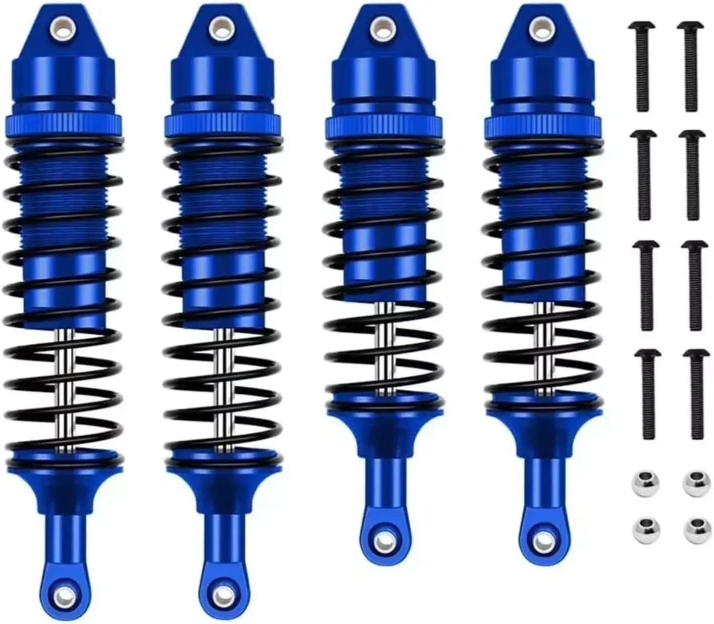 Rc Shock Absorber For Traxxas For Slash 4X4 For VXL 2WD For Rustler For Stampede For Hoss 1/10 4pcs Metal Front And Rear Shock Absorber RC Car Upgrade Parts(Blue)