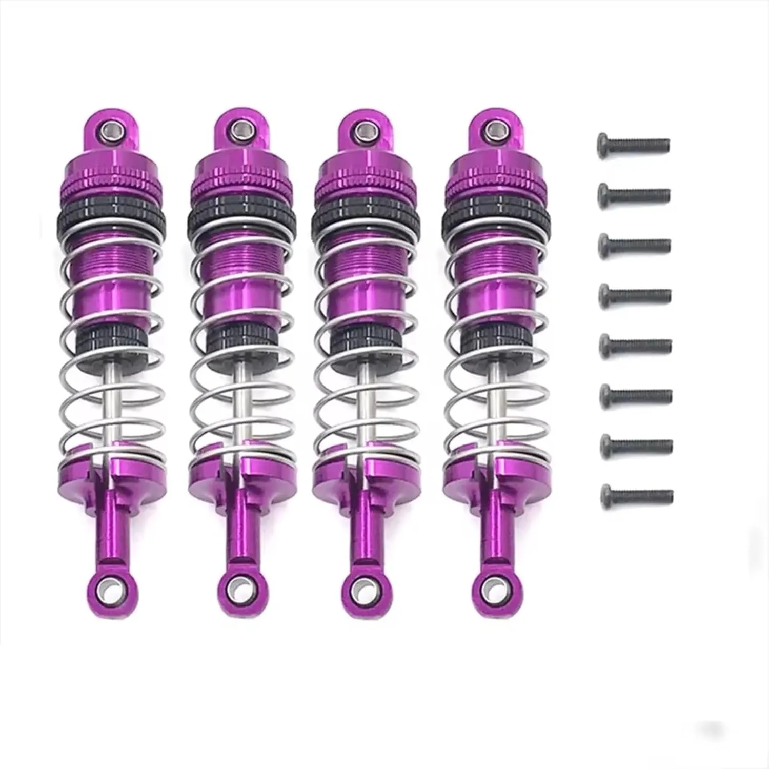 Rc Shock Absorber For WLtoys 1/12 124008 124010 144001 1/14 Metal Oil Filled Shocks RC Car Metal Hydraulic Shock Absorber Parts And Accessories Replacement(Purple)