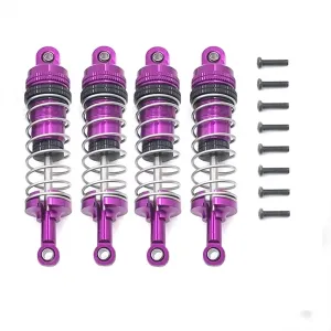 Rc Shock Absorber For WLtoys 1/12 124008 124010 144001 1/14 Metal Oil Filled Shocks RC Car Metal Hydraulic Shock Absorber Parts And Accessories Replacement(Purple)