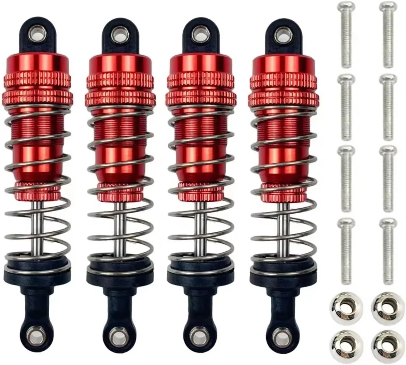 Rc Shock Absorber For WLtoys 144001 144002 144010 124007 124008 124016 124017 124018 1240190 4pcs Metal Oil Shock Absorber Damper RC Car Parts Upgrade Use(Red)