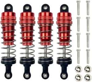 Rc Shock Absorber For WLtoys 144001 144002 144010 124007 124008 124016 124017 124018 1240190 4pcs Metal Oil Shock Absorber Damper RC Car Parts Upgrade Use(Red)