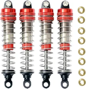 Rc Shock Absorber For XLF X03 X04 X03A Max X04A 1/10 4Pcs Metal Shock Absorber Damper RC Car Monster Truck Upgrade Parts Accessories Replacement Use(Red)