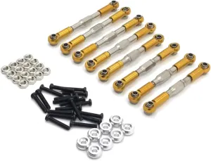 Rc Special Connecting Rod for Henglong for Wpl for Mn for Jjrc FY 1/16 Metal Adjustable Pull Rod Set Remote Control Car Parts and Accessories Upgrades Replacement and Use(Yellow)