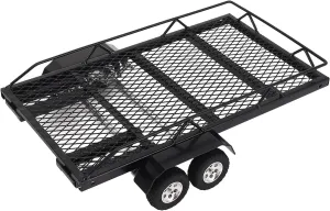 RC Trailer 1/18 Scale Metal Hitch Mount Double Axle with 4 Tires Upgrade Parts Accessories