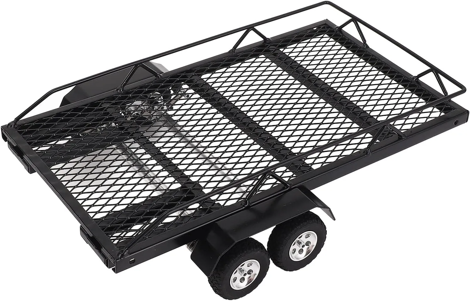 RC Trailer 1/18 Scale Metal Hitch Mount Double Axle with 4 Tires Upgrade Parts Accessories