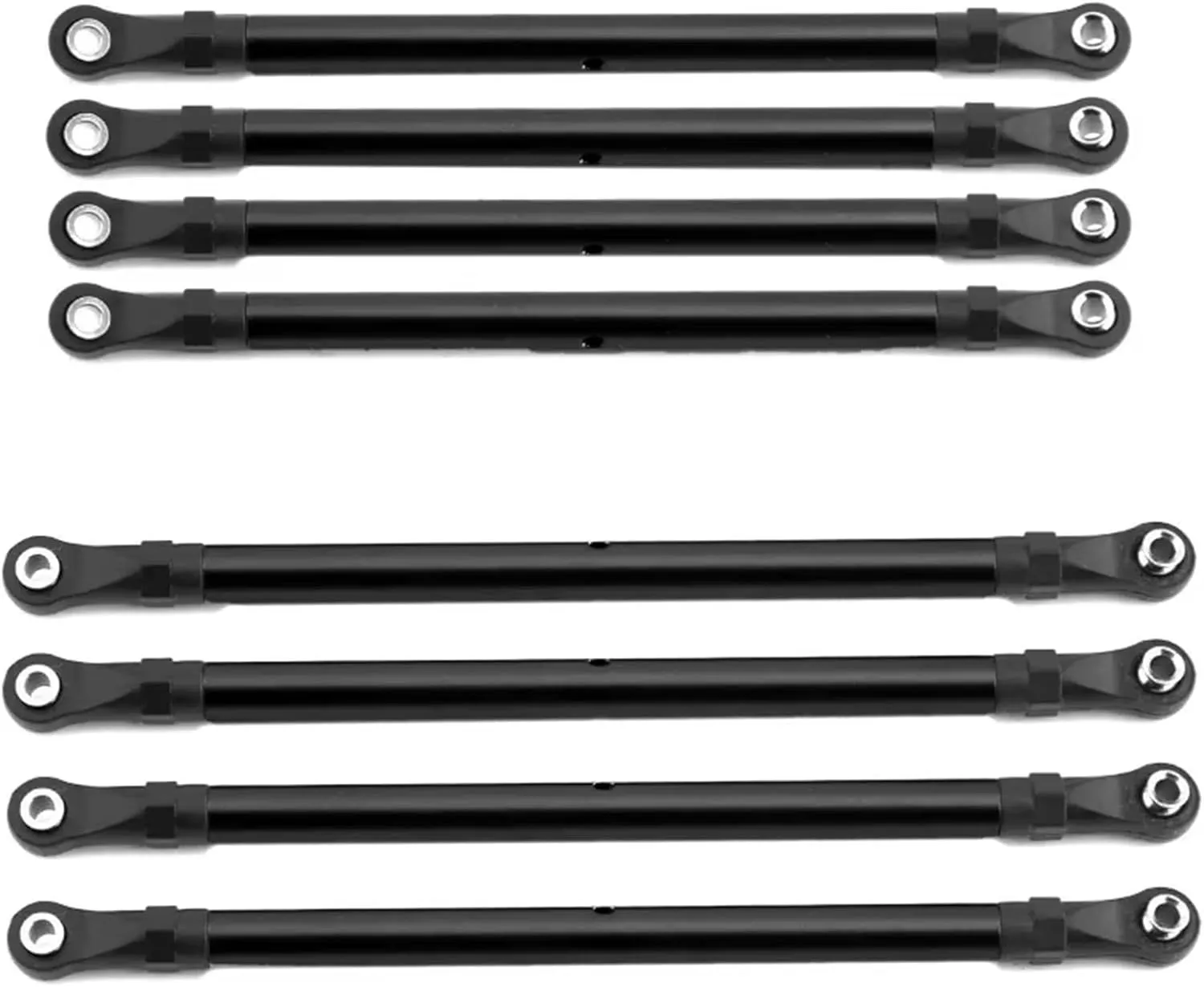 RC Upgrade Parts for Axial for SCX10 90046 for TRX4 for 1/10 RC Crawler Car Accessories 8 PCS Aluminum Alloy RC Link Rod Linkage Set 313MM Wheelbase(Black)