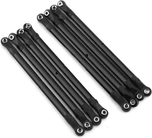 RC Upgrade Parts for Axial for SCX10 90046 for TRX4 for 1/10 RC Crawler Car Accessories 8 PCS Aluminum Alloy RC Link Rod Linkage Set 313MM Wheelbase(Black)
