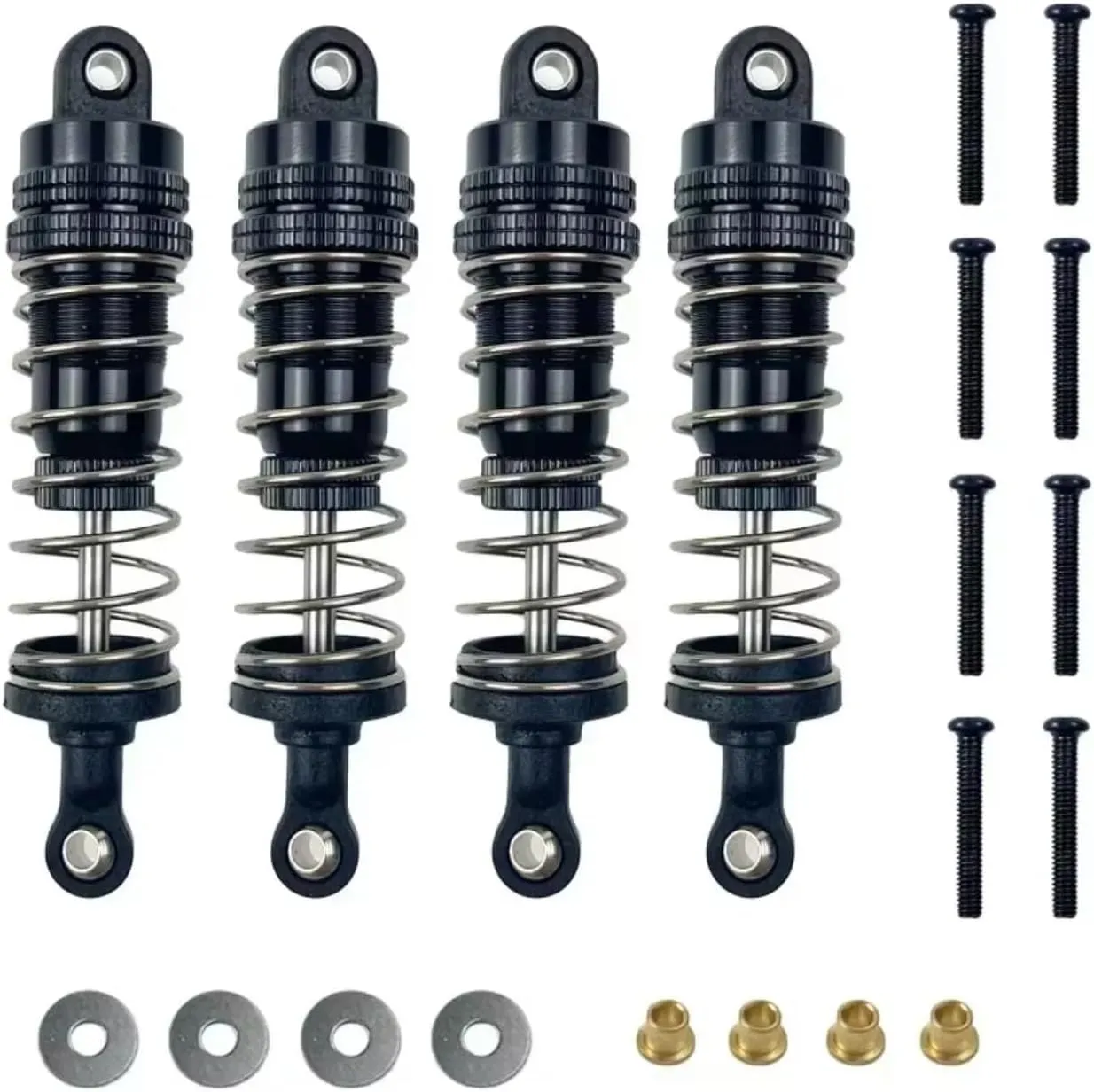 RC Upgrade Parts for MN86K MN86KS MN86 1/12 RC Car Upgrade Toy Accessories 4Pcs Metal Shock Absorber Damper Red Yellow Blue Black(Black)