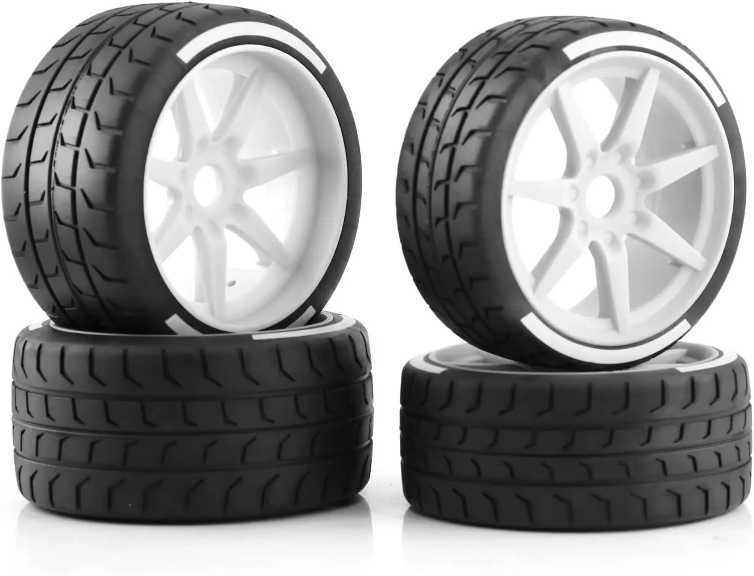 Rc Wheel Rim Tire for Arrma for Felony for FSR for Model for GT 1/7 RC Car Upgrade Parts 4pcs 53/107 42/100 Tire Tyre 17mm Wheel Hex(White)