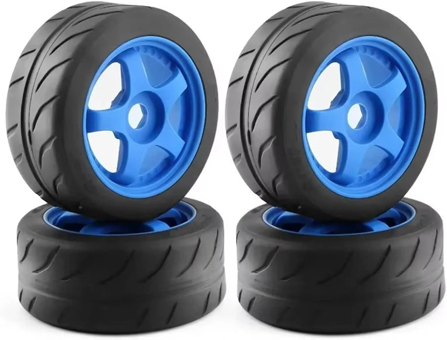 Rc Wheel Rim Tire for Arrma for Infraction for Limitless for Felony 1/7 RC Car Upgrade Parts 4pcs 5-Spoke 100x42mm Tire Tyre 17mm Wheel Hex(Blue)