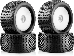 Rc Wheel Rim Tire for ARRMA for Redcat for Kyosho for VRX for HSP for Hobao 4pcs 140mm 1/8 RC Racing Car Off-Road for Buggy Tires Wheel 17mm Hex(White)