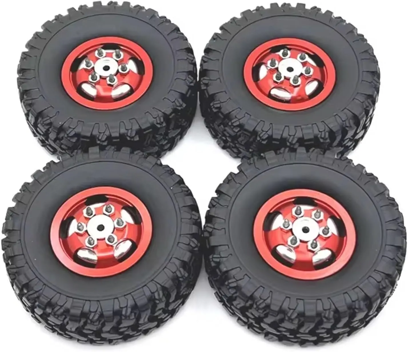 Rc Wheel Rim Tire for MN for MN82 for LC79 for MN78 for Model 1/12 Car Parts Metal Upgrade, Wheel Hub Tires(Red)