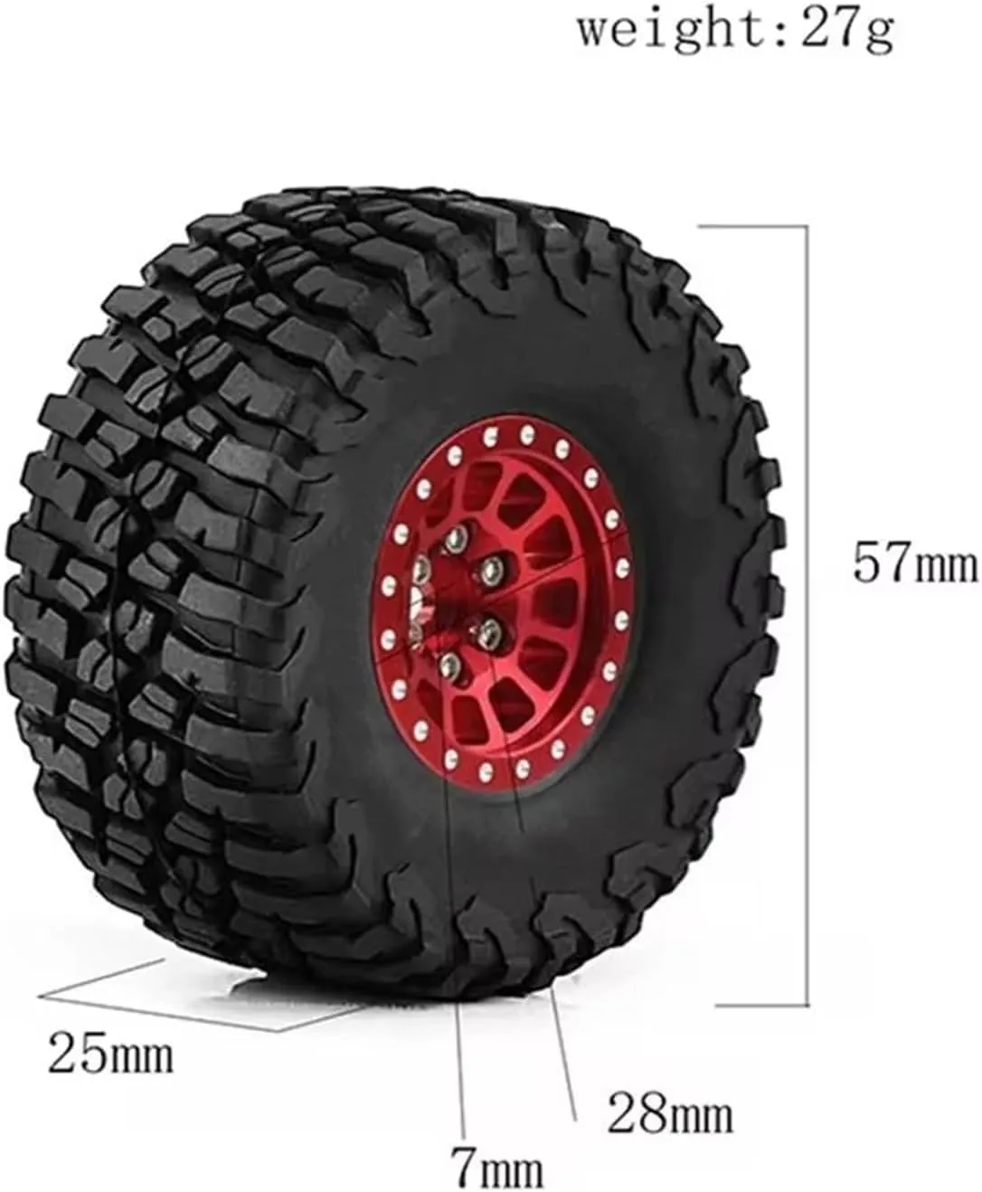 Rc Wheel Rim Tire for Traxxas for TRX4-M for Defender for Bronco for SCX24 for FMS 4PCS 1 Inch Metal Wheels with Tires Upgrade Hub Tyre Set for 1/18 RC Car(Black,A)