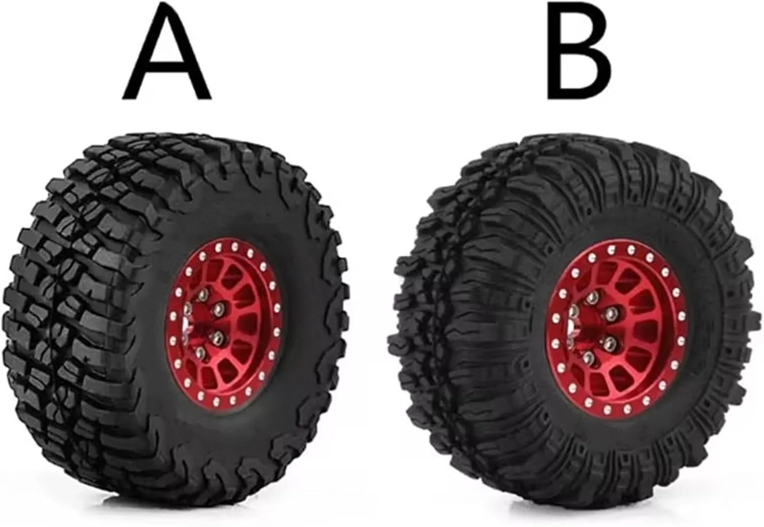 Rc Wheel Rim Tire for Traxxas for TRX4-M for Defender for Bronco for SCX24 for FMS 4PCS 1 Inch Metal Wheels with Tires Upgrade Hub Tyre Set for 1/18 RC Car(Black,A)
