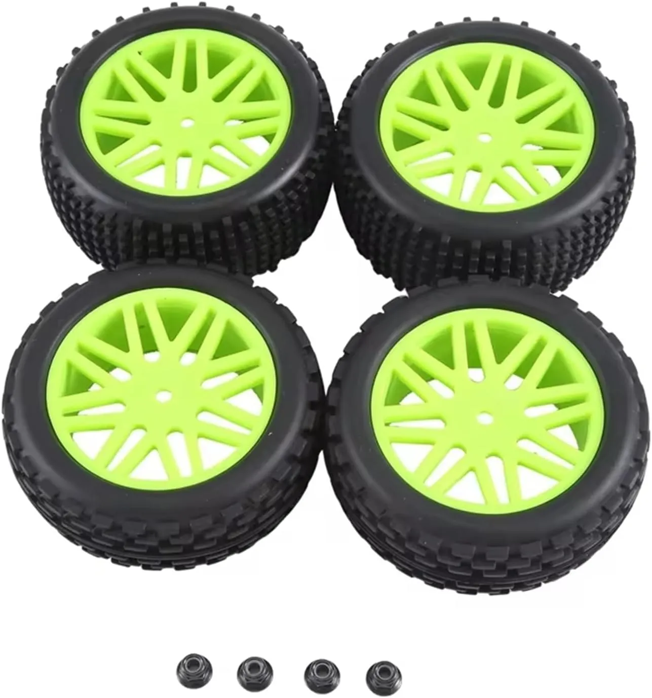 Rc Wheel Rim Tire for Wltoys 144001 144010 124007 124017 for Tamiya for HSP 1/10 1/12 1/14 RC Car Off Road for Buggy 4Pcs 85Mm Tire Wheel Tyre(Green)