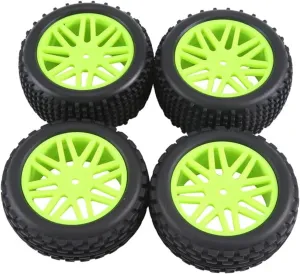 Rc Wheel Rim Tire for Wltoys 144001 144010 124007 124017 for Tamiya for HSP 1/10 1/12 1/14 RC Car Off Road for Buggy 4Pcs 85Mm Tire Wheel Tyre(Green)